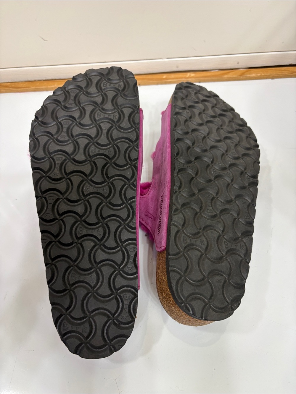 Birkenstock Arizona Shearling Triple-Strap Sandals - Fuchsia - Picture 11 of 11